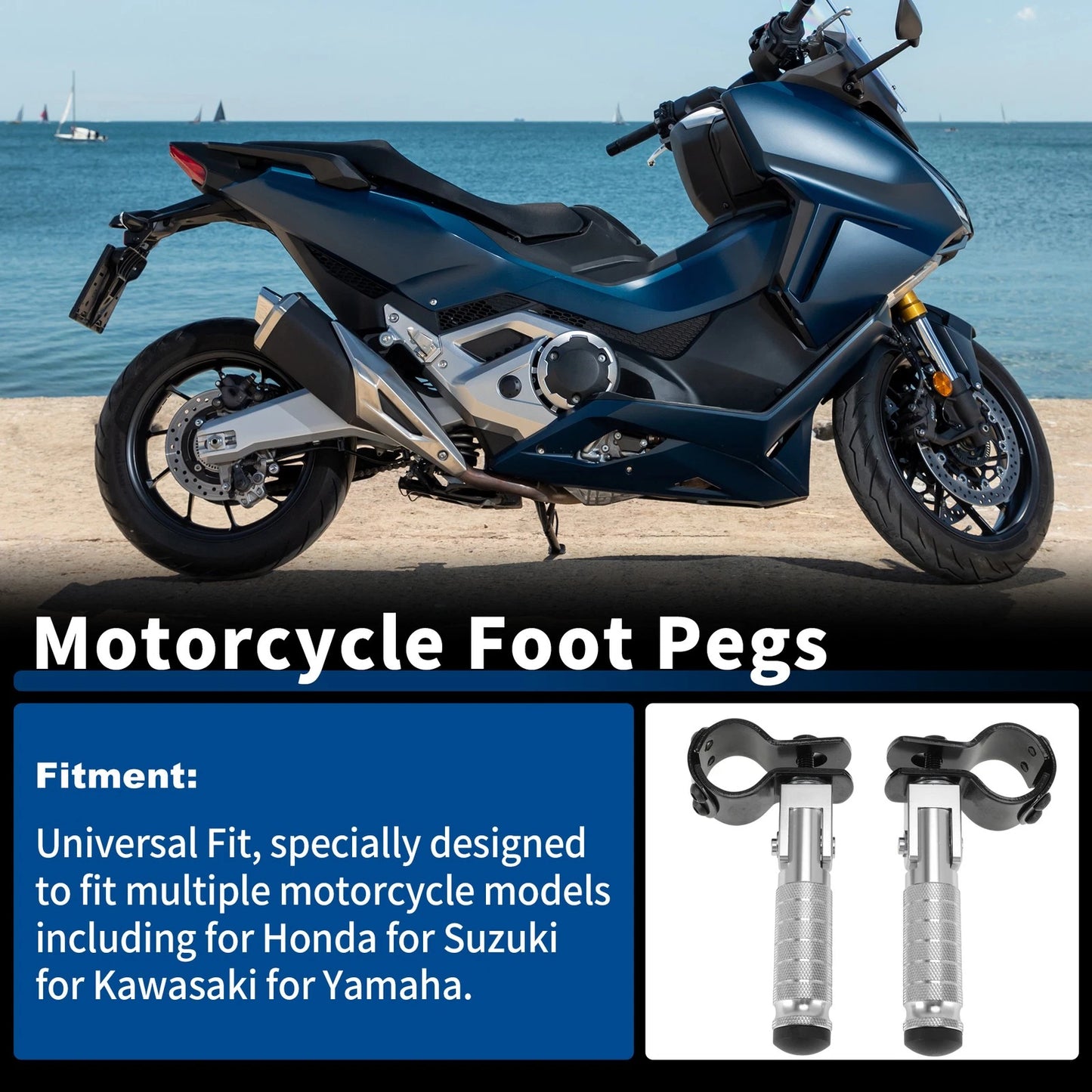 1 Pair Universal Motorcycle Rear Footrest for Honda, Suzuki, Kawasaki