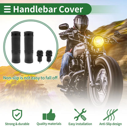 7/8" 22mm Motorcycle Hand Grips Cover Kit Handlebar Grip Rubber Black
