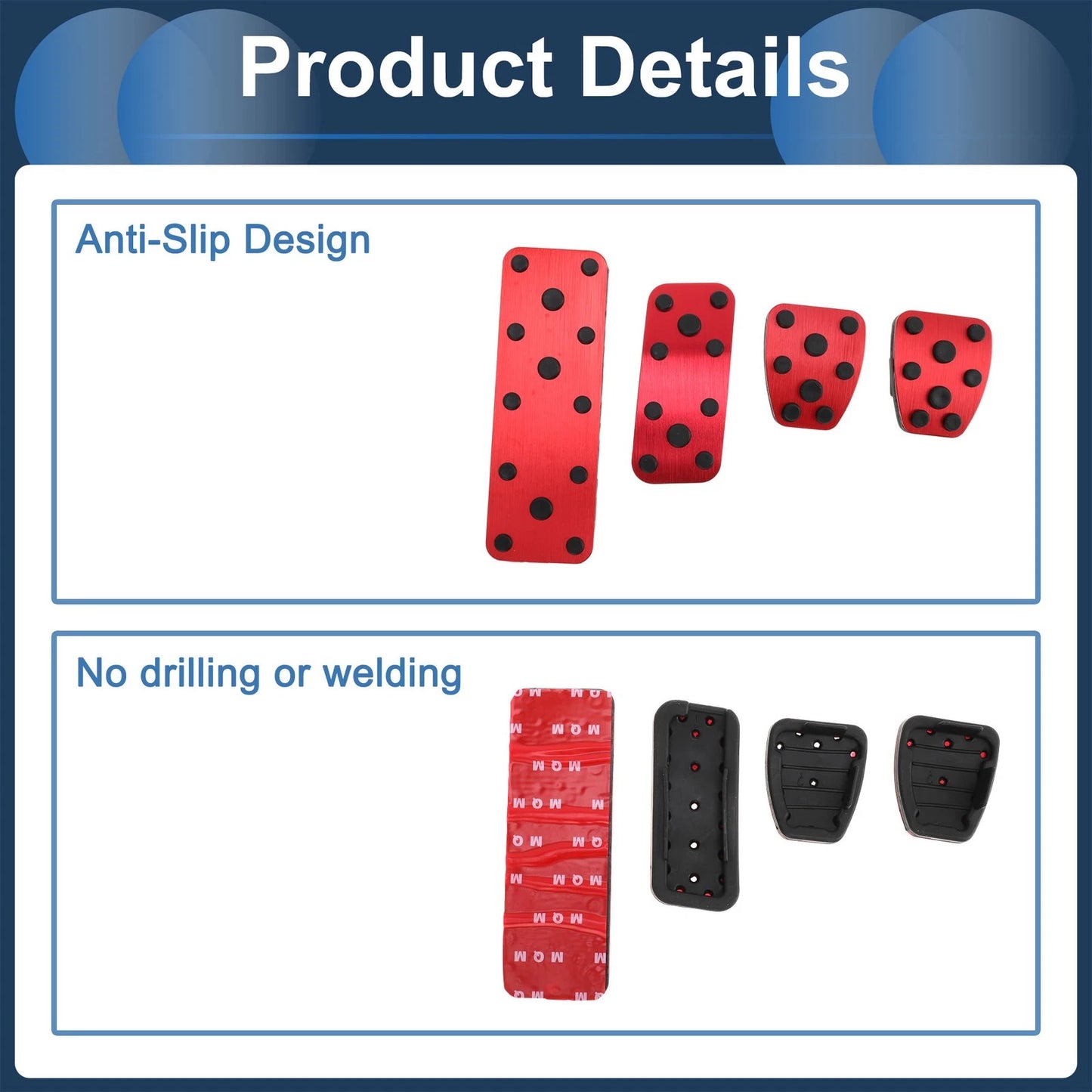 4 x Foot Accelerator Pedal Covers for Subaru Forester (2003-2005) Red