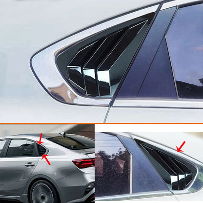 Gloss Black Side Window Louver Shutter Covers for Kia Forte (2019-2022)