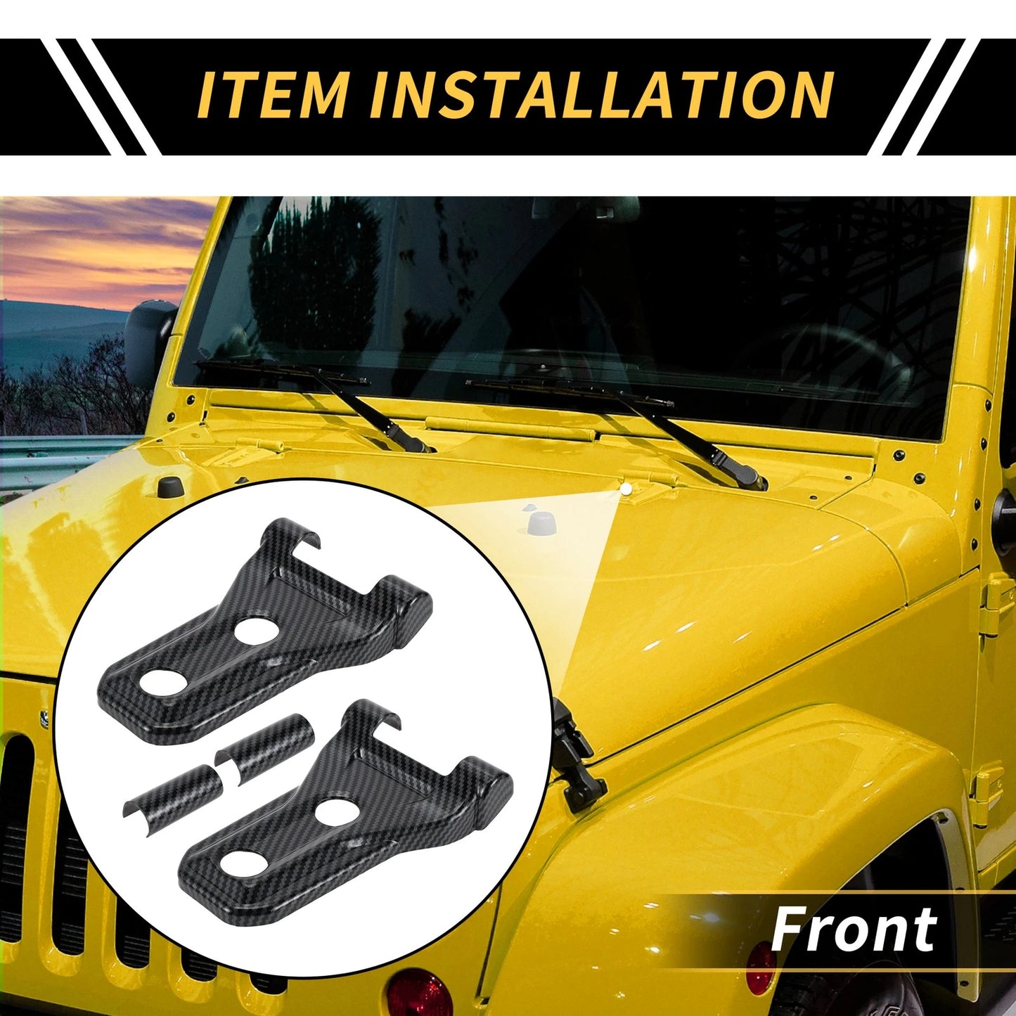 Carbon Fiber Front Engine Hood Hinge Cover Trim for Jeep