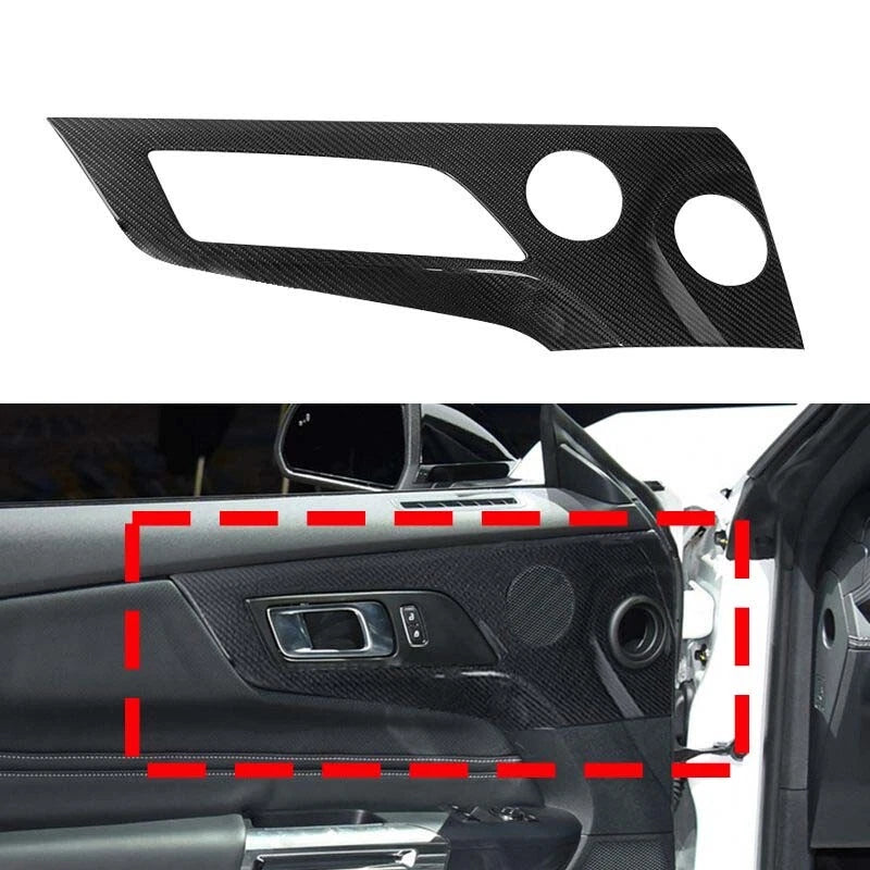 100% Dry Carbon Fiber Door Speaker Panel Cover Trim for Ford Mustang 2024+
