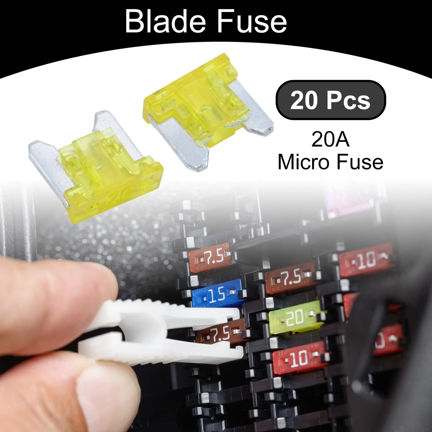Micro Fuse 20A Blade Fuse for Car Boat Truck RV Motorcycle Yellow 20 Pcs
