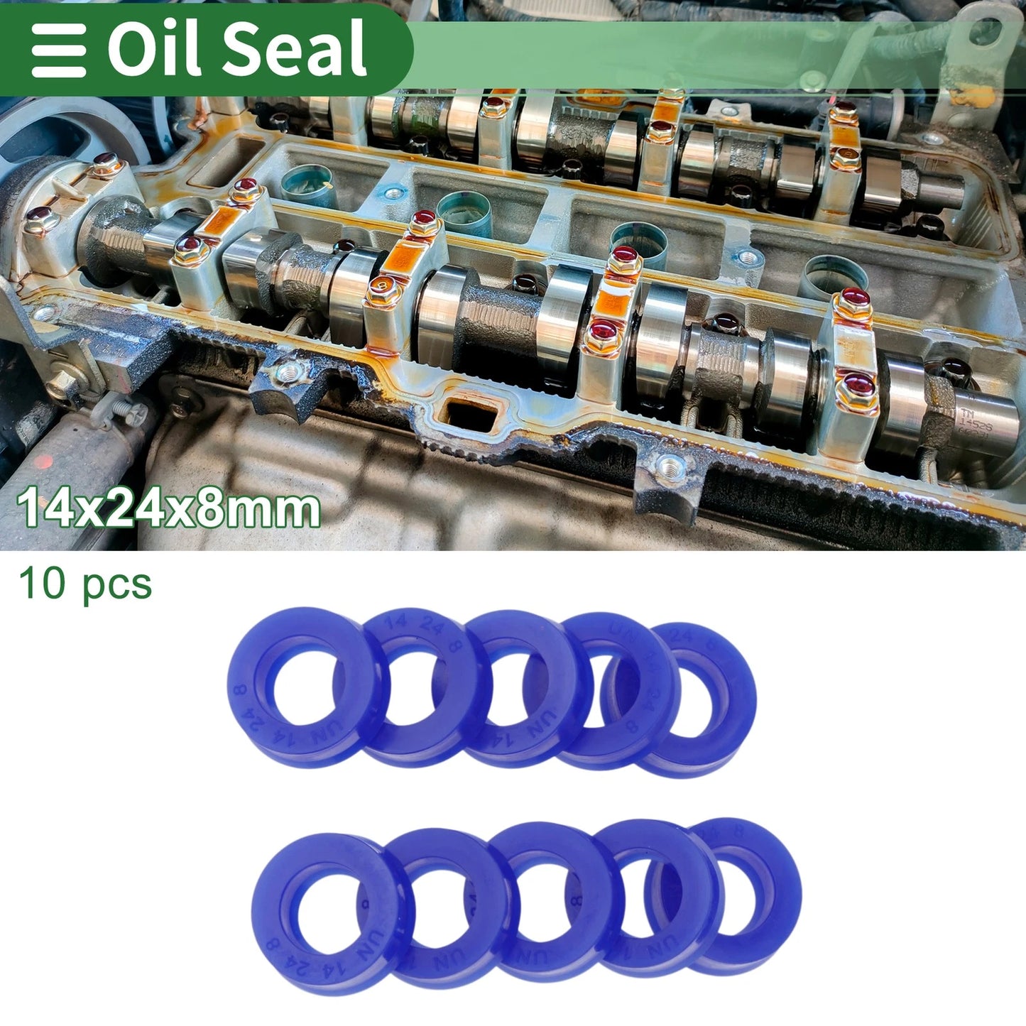 Oil Seal Rotary Shaft Seal TPU 14x24x8mm High Pressure Blue 10 Pcs