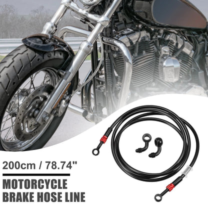 Brake Hose 28 90 Degree Braided Line Clutch Tube 200cm Black for Motorcycle