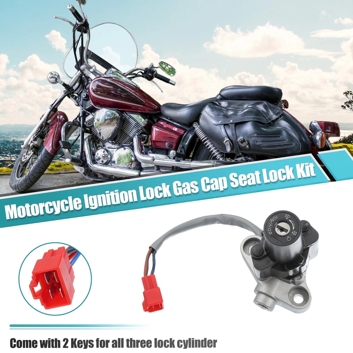 Ignition Switch Fuel Gas Cap Seat Lock for Yamaha XVS125 Drag Star