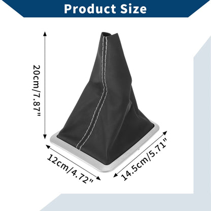 Car Gear Shift Stick Gaiter Black White Leather for Ford Focus MK2 (2004-2012)