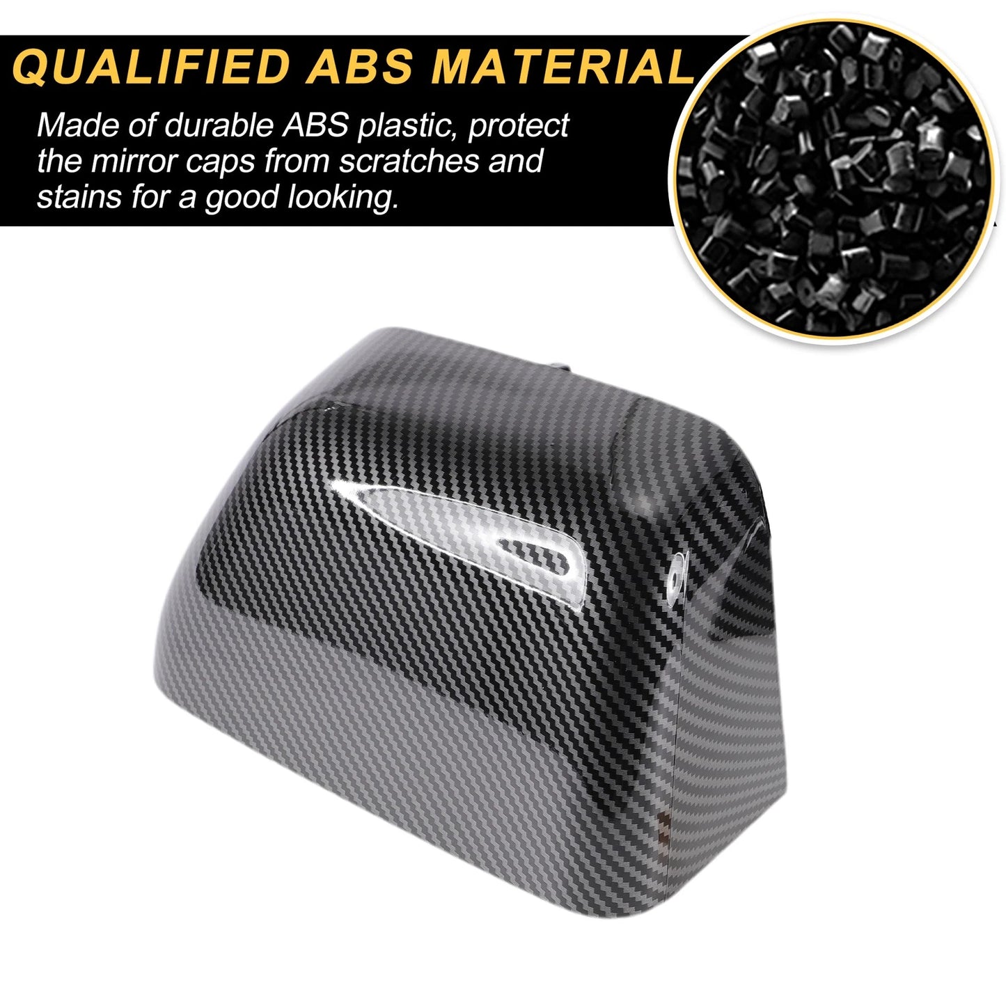 Rearview Mirror Cover Cap Black Carbon Fiber for Ford F-250 F-350 F-450 (2008-2023)