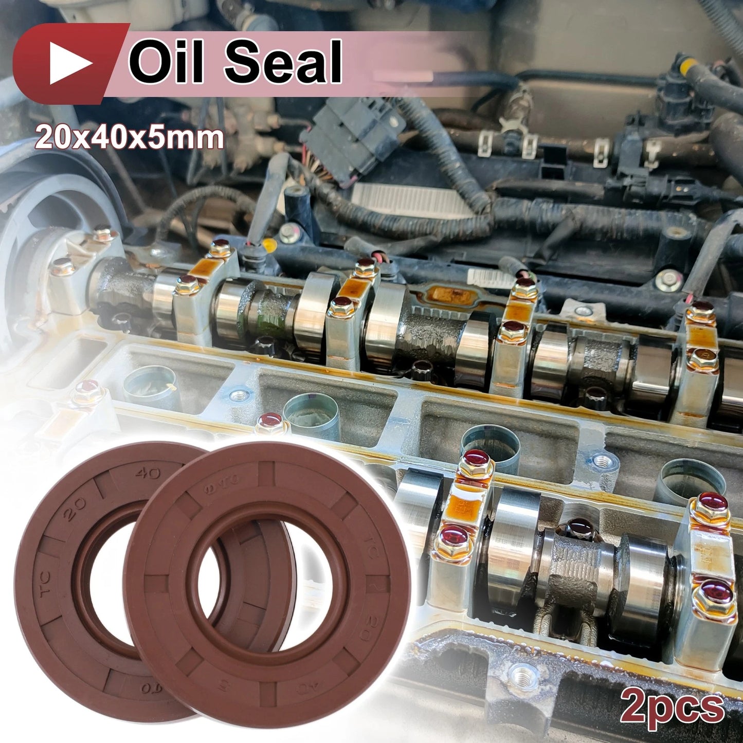Oil Seal 2 x 20x40x5mm Brown Rotary Shaft Seal FKM Rubber for Make Model