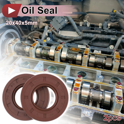 Oil Seal 2 x 20x40x5mm Brown Rotary Shaft Seal FKM Rubber for Make Model