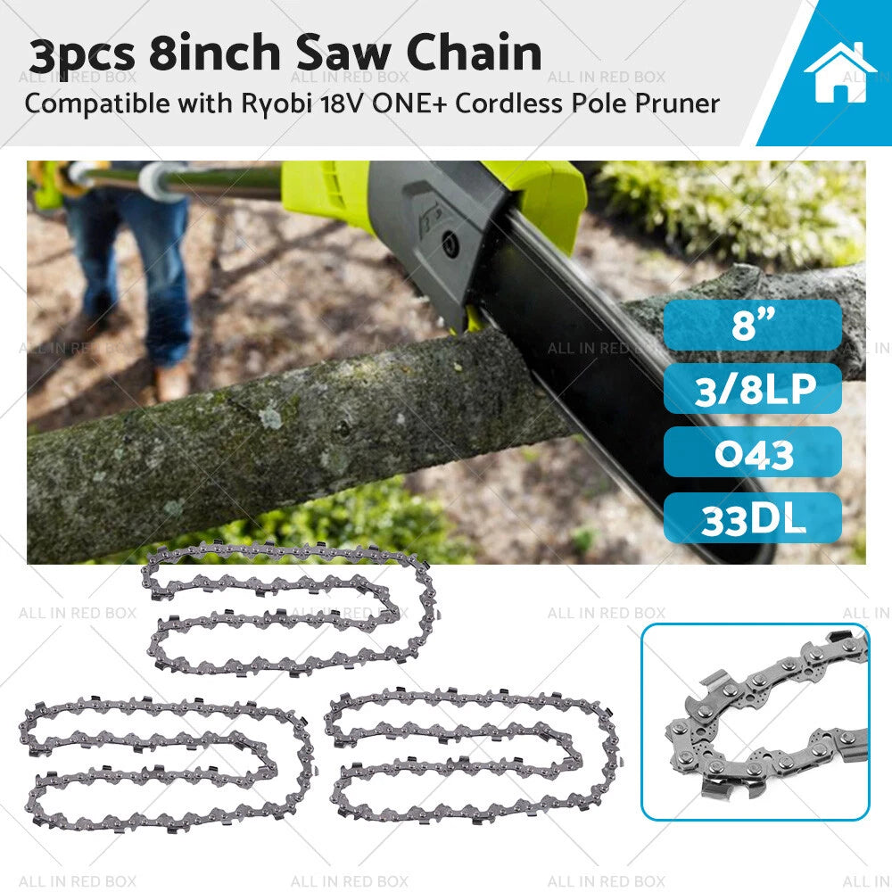 3 x 3/8LP .043 33DL Chainsaw Chain for Ryobi ONE+ Pole Pruner