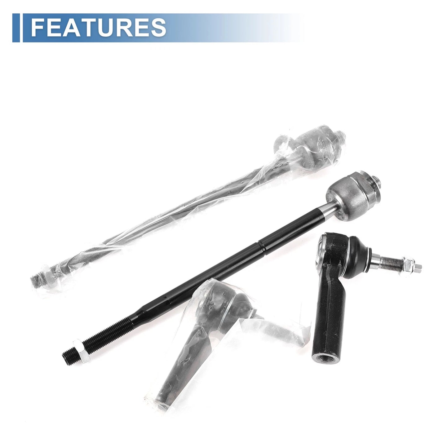 4pcs Front Inner Outer Tie Rod Ends for Ford Mustang (2005-2014)