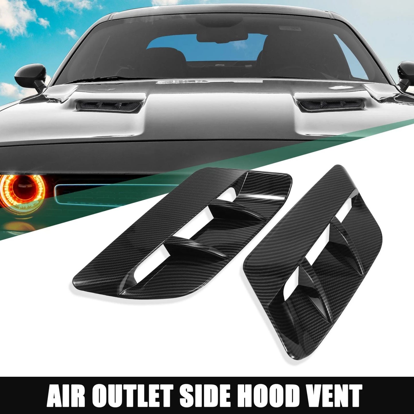 Hood Air Vent Cover Carbon Fiber Pattern for Dodge Challenger (2015-2020)