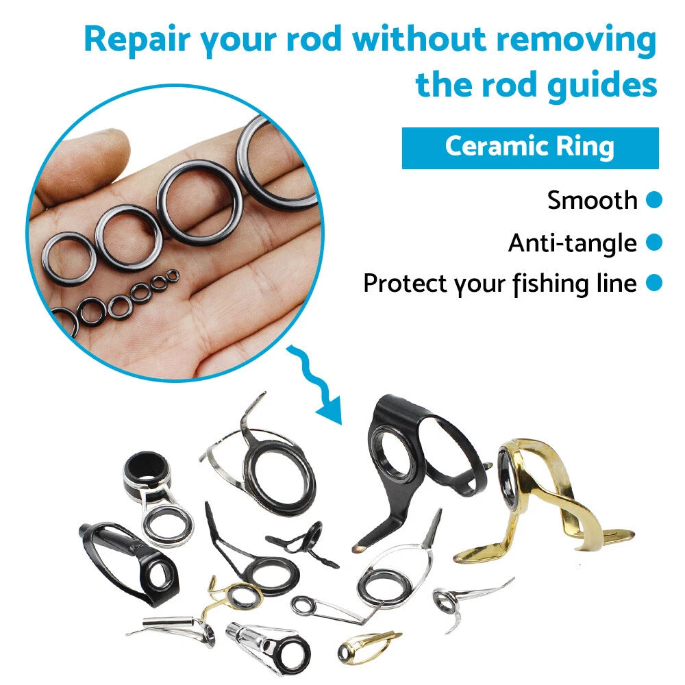 160Pcs 3.7-30mm Ceramic Fishing Rod Guide Rings for Repair