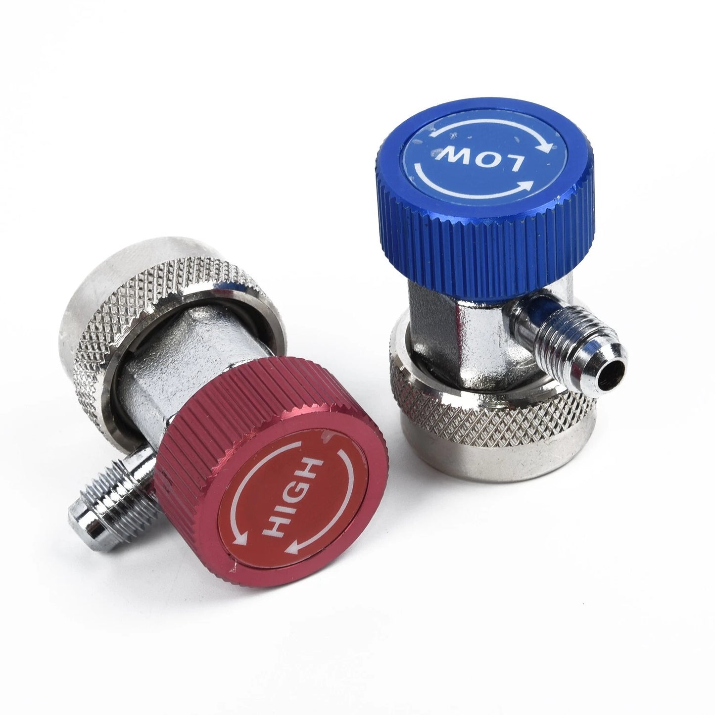 2 x Quick Coupler Adapter Valve Manifold Connector 1/4" High/Low for A/C R134A