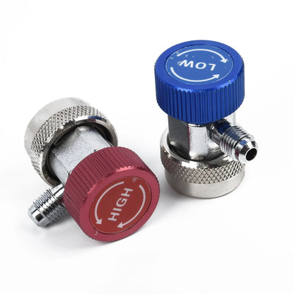 2 x Quick Coupler Adapter Valve Manifold Connector 1/4" High/Low for A/C R134A