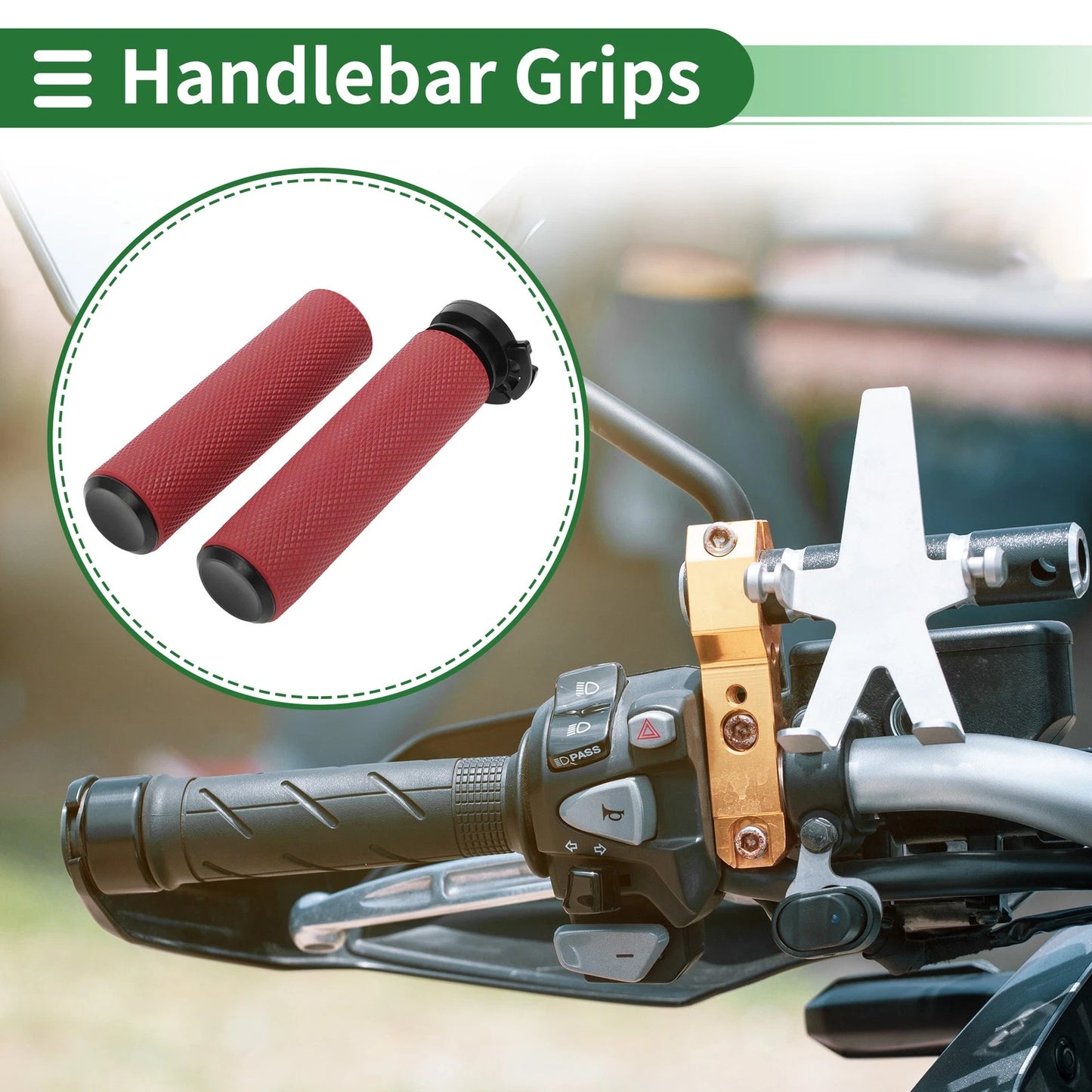 7/8" 22mm Hand Grips / Handlebar Grips TPU Dark Red