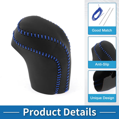 Car Gear Shift Knob Cover for Toyota Camry (2018-2024) Black Blue Faux Leather