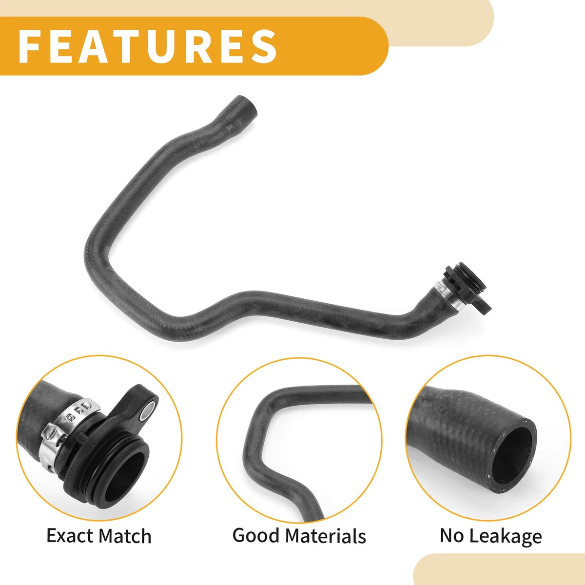 Radiator Hose for BMW X3 3.0L (2011-2012) Rubber Black 1 x Piece