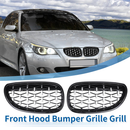 Front Hood Bumper Grille Grill Diamond Star for BMW 5 Series (2004-2009)