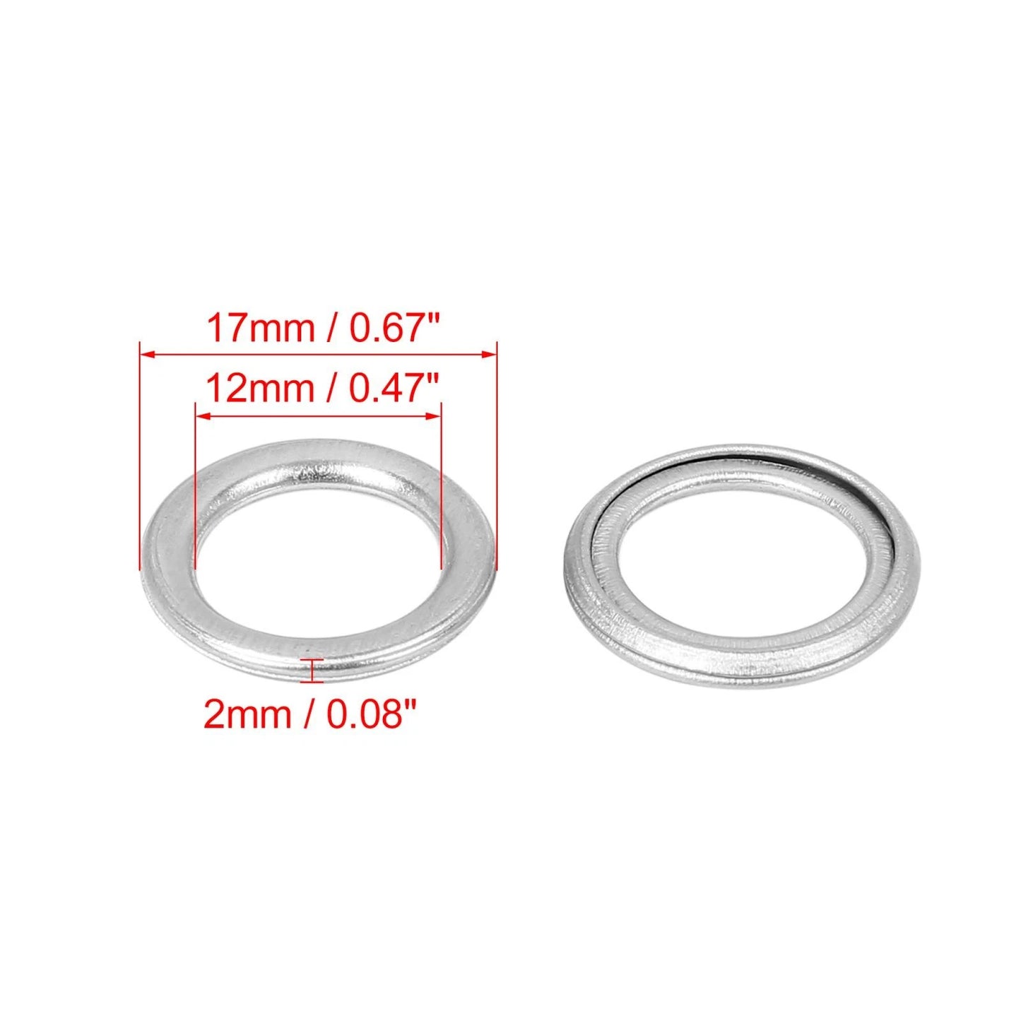 10pcs M12 Silver Tone Oil Drain Plug Gaskets for Toyota