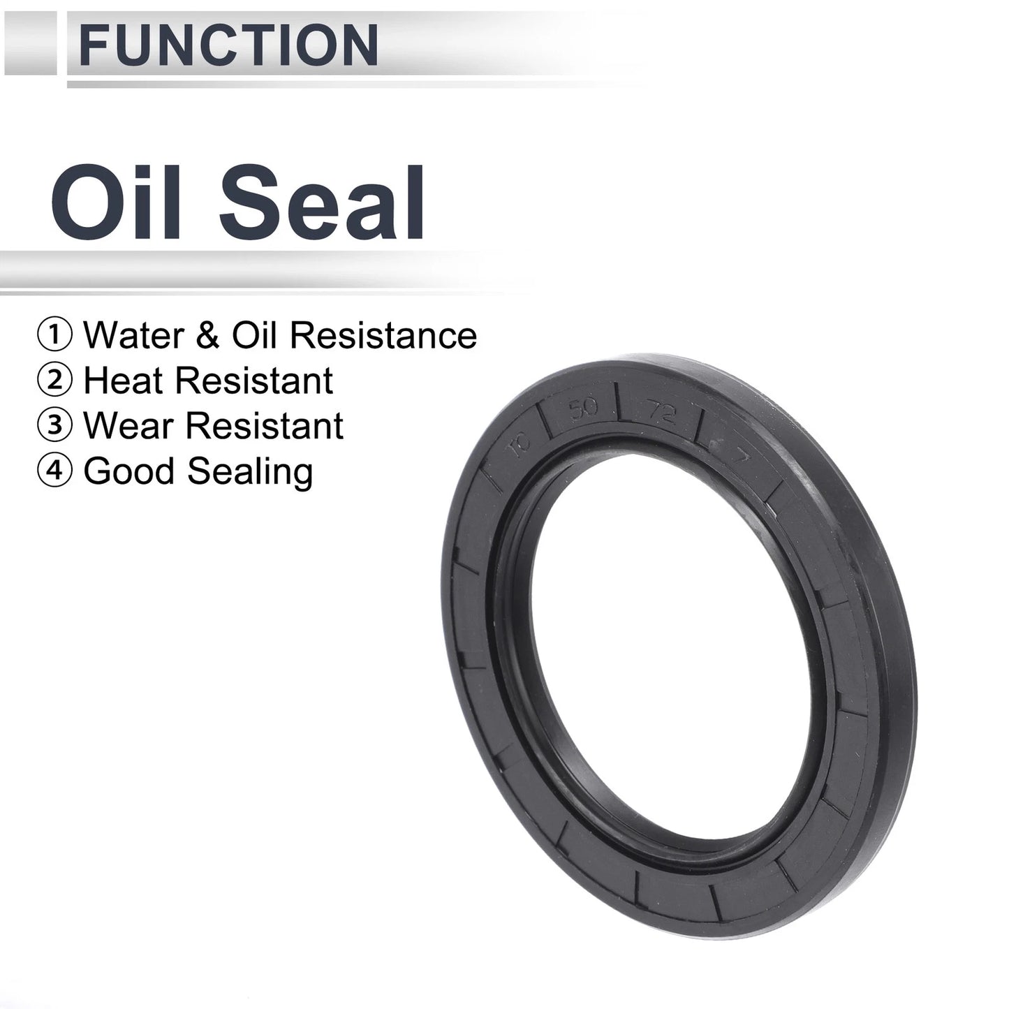 Oil Seal Rotary Shaft Seal NBR Rubber 50x72x7mm Black 5 x