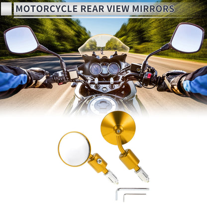 Rear View Mirrors 1 Set Aluminum Alloy Gold Tone Round for M6 Motorcycle