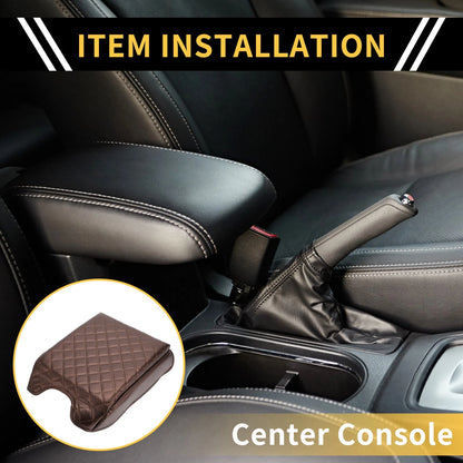 Armrest Cover for Ford F-150 Microfiber Leather Carbon Fiber Brown (2004-2023)