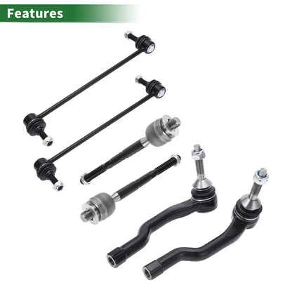6pcs Front Suspension Kit Tie Rod Ends Sway Bar Links for Lincoln MKX (2016-2018)