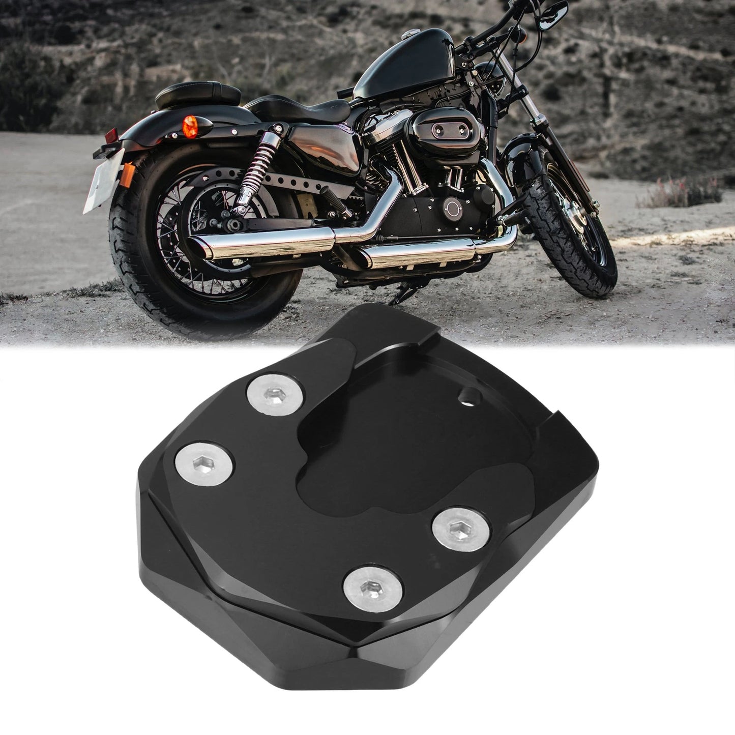 Set Motorcycle Kickstand Side Stand Pad Black for Yamaha YZF-R15 (2017–2022)