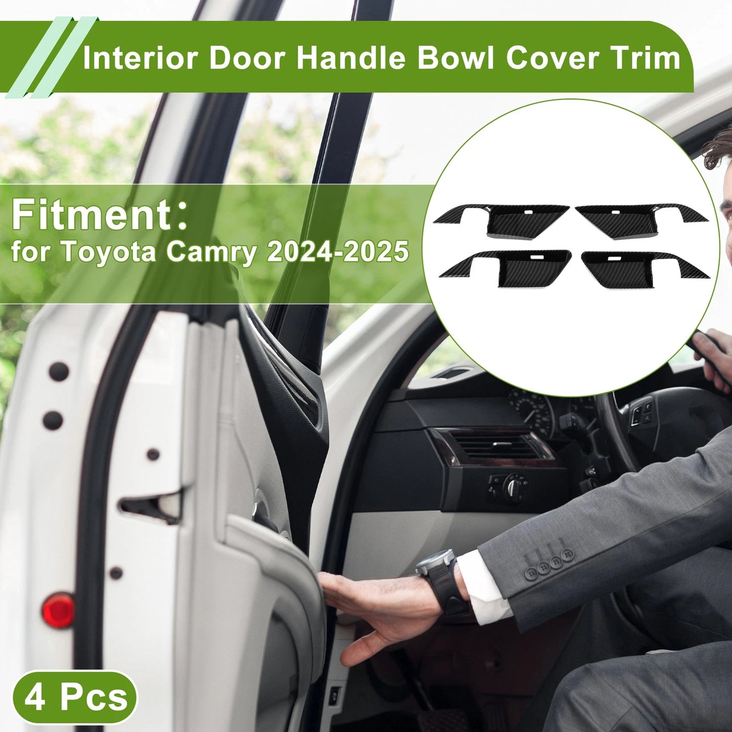 Interior Door Handle Bowl Cover Trim for Toyota Camry (2024-2025) 4 x ABS