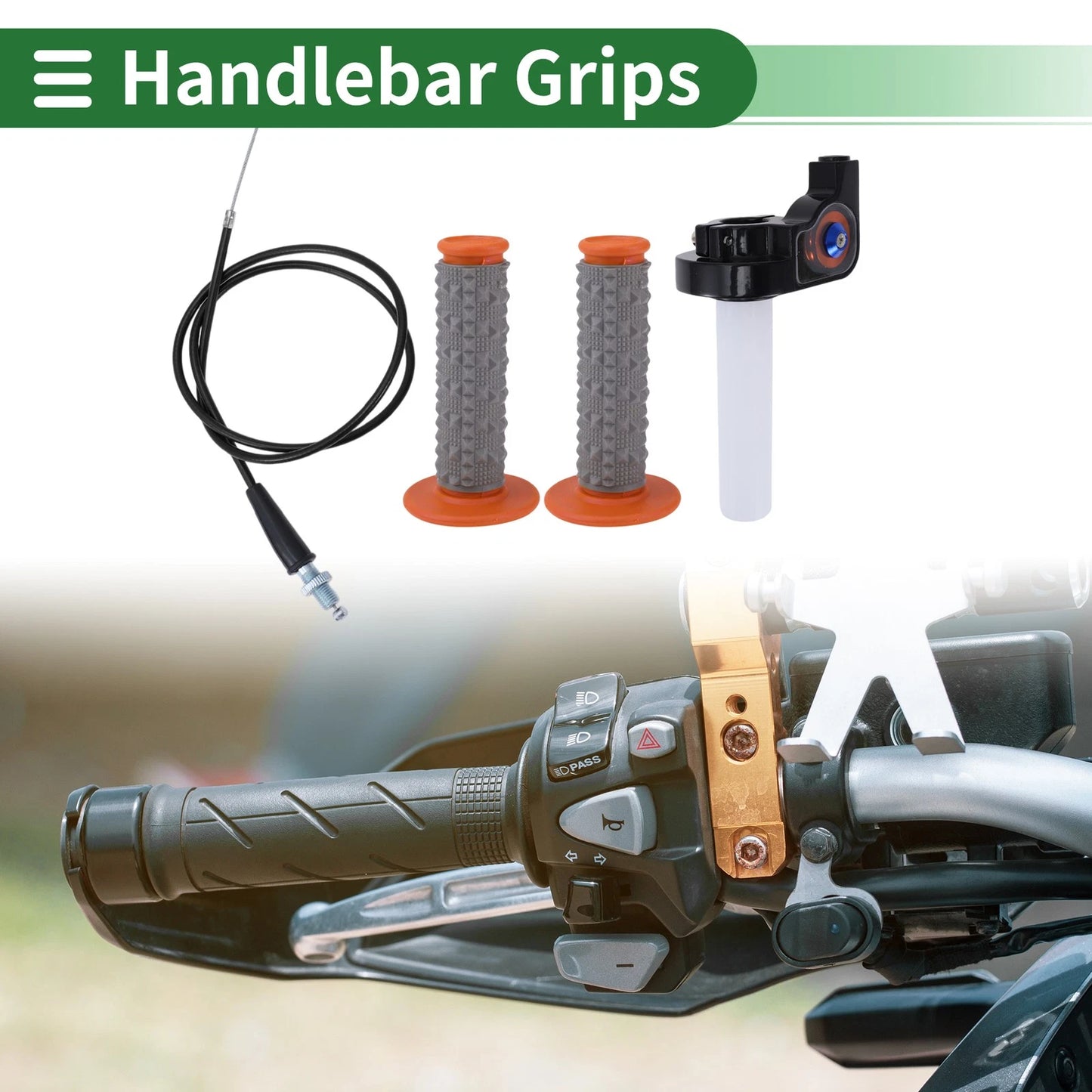 7/8" 22mm Hand Grips Cover Kit Rubber Orange Large Grain Texture