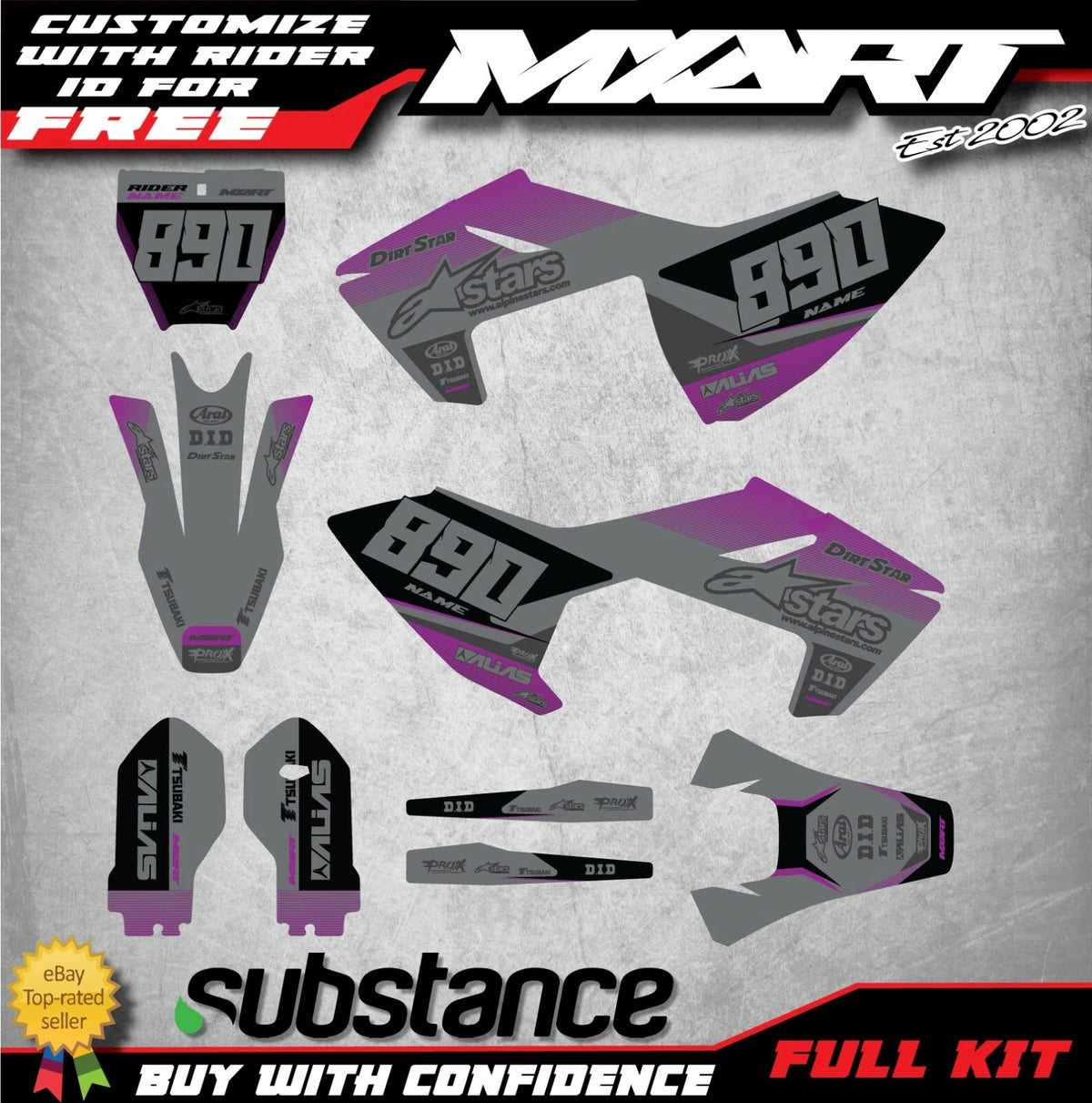 Custom Graphic Kit for Husqvarna TC 85 CARVE Style Stickers (2018-2021)