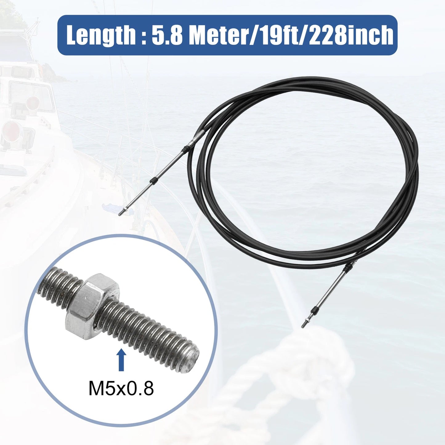 2 x Marine Throttle Shift Control Box Cable Black