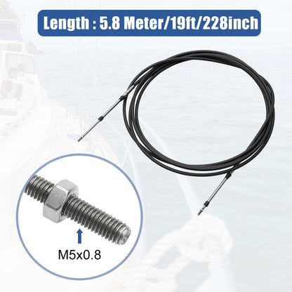 2 x Marine Throttle Shift Control Box Cable Black