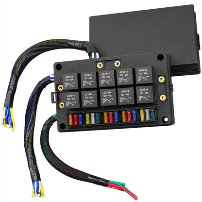 10 x 5Pin 40A Relays & 15 x Fuses Pre-Wired Fuse Relay Box for 12V Car Truck