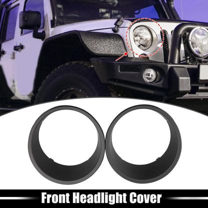 Exterior Front Headlight Cover Trim Clip-on ABS for Jeep Wrangler (2007-2017)