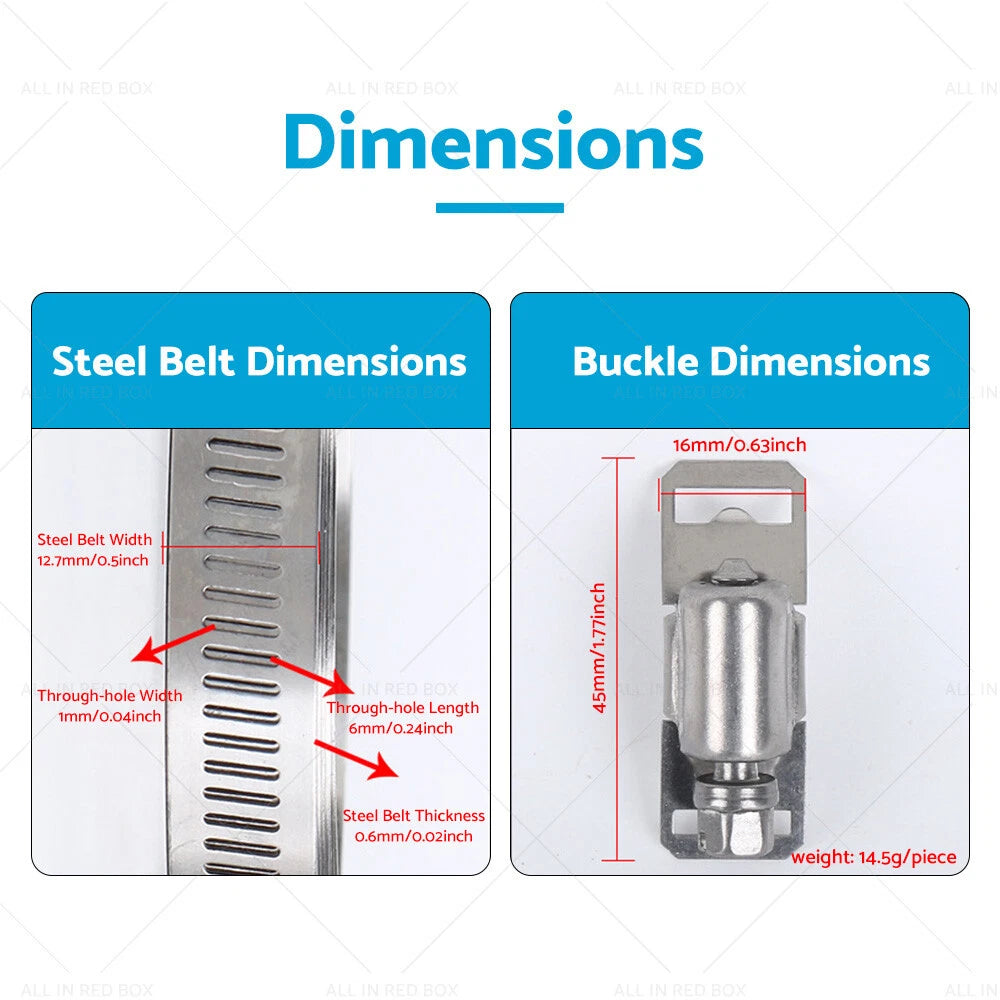 304 Stainless Steel Adjustable Worm Hose Clamps with Fasteners - DIY