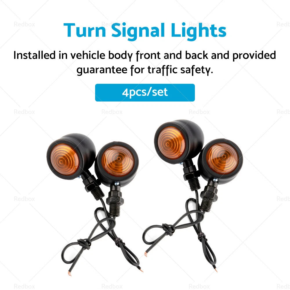 4 x Black Motorcycle Amber Bullet Turn Signal Blinkers for Universal Fit