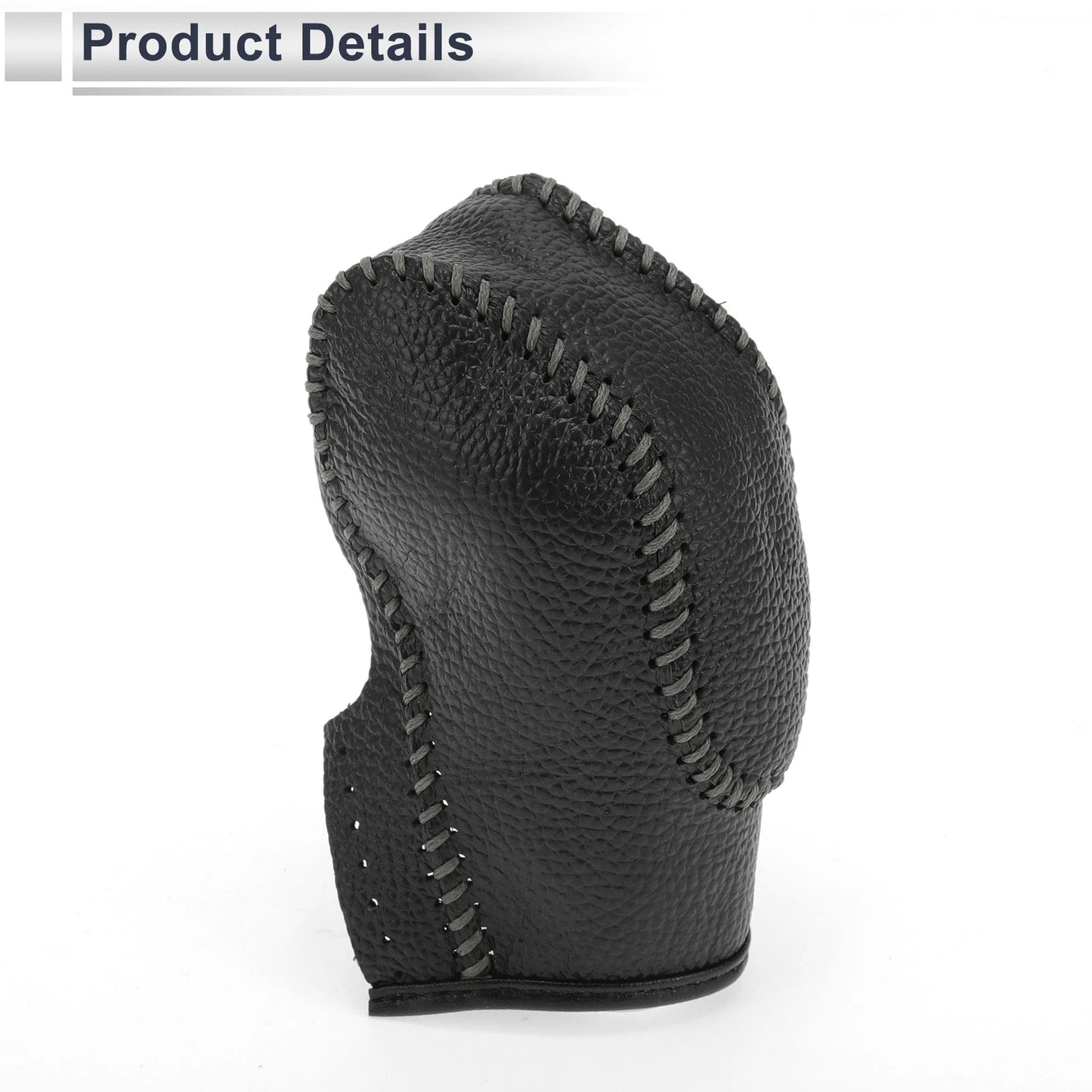 Pebbled Gear Shift Knob Cover for Ford Fusion 2013-2016 (2 x Black, Grey Faux Leather)