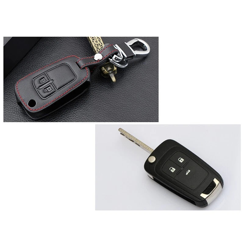 With Buckle Key Case 2-Button Remote Leather Alloy for Corsa D Zafira(2006–14)
