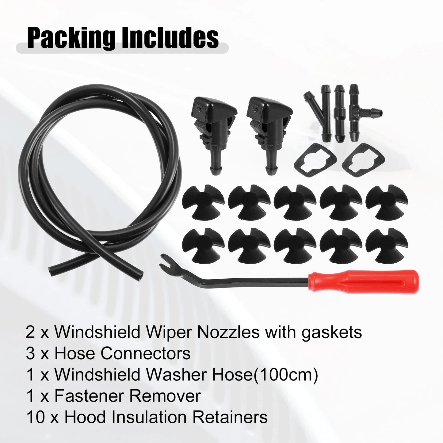 1 Set Front Windshield Washer Nozzle Kit for Dodge RAM with 1M Hose
