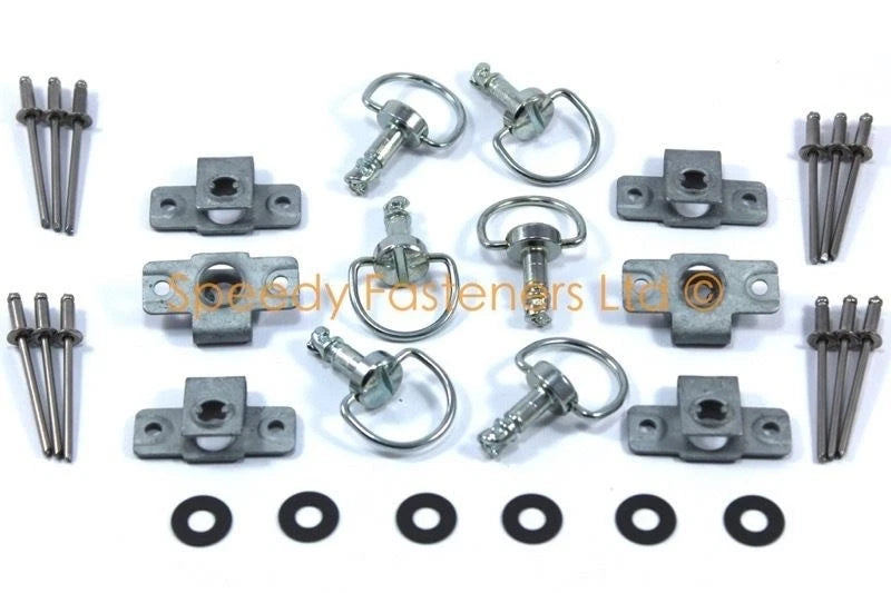 6 x Dzus Fastener Silver D Anello Bail Handle Fairing