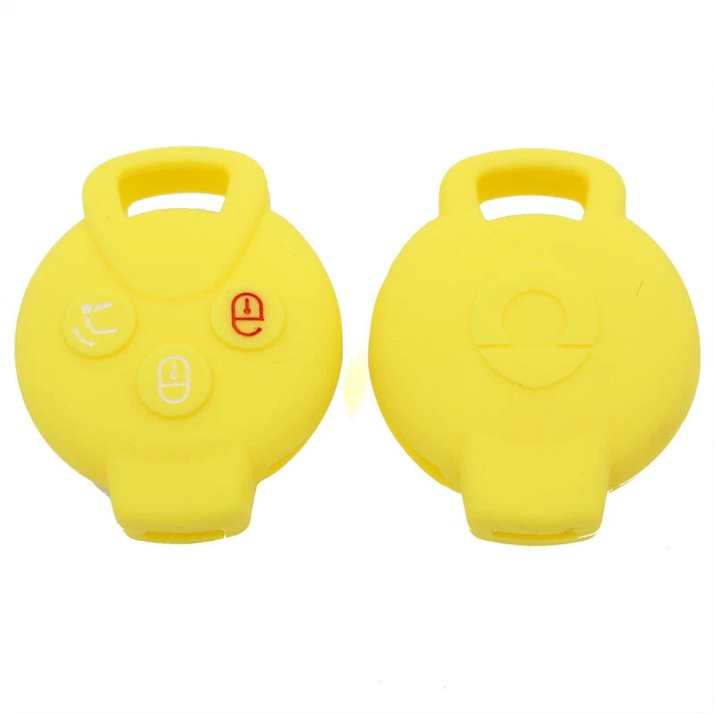 Yellow 3BTN Silicone Remote Key Cover Bag fit for SMART Fortwo