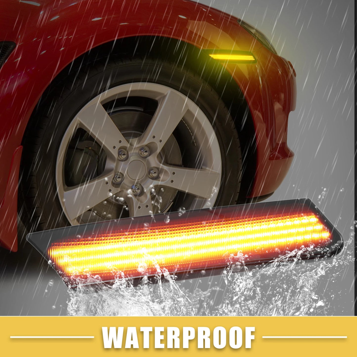 LED Side Marker Light Front for Porsche Amber Black 1 Pair