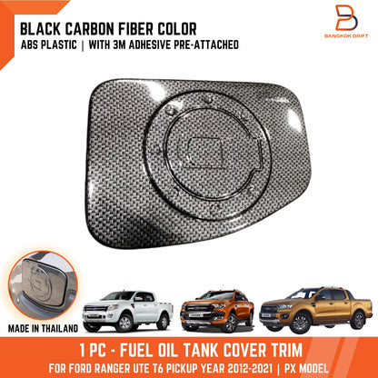 Black Carbon Fuel Oil Tank Cap Cover Trim for Ford Ranger PX T6 (12-21)