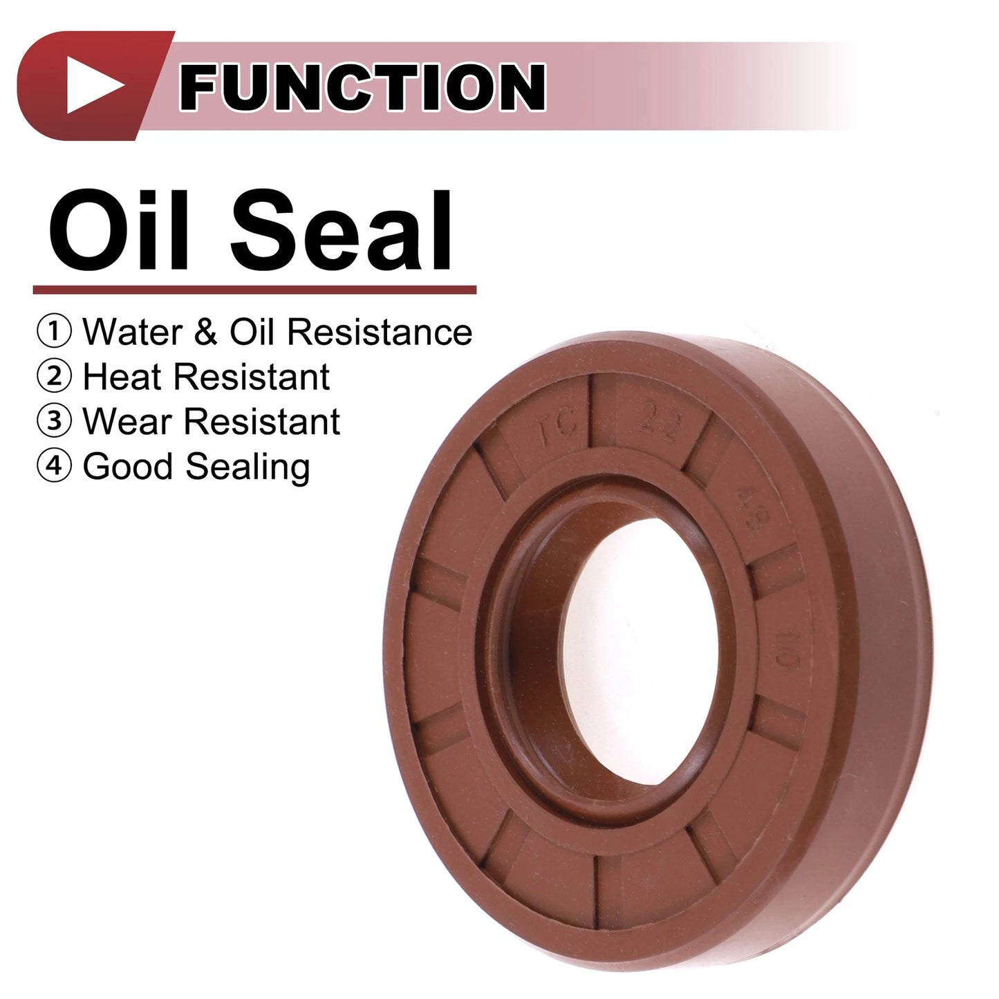 Oil Seal 22x48x10mm Seal Ring Rotary Shaft Seal FKM Rubber 2x