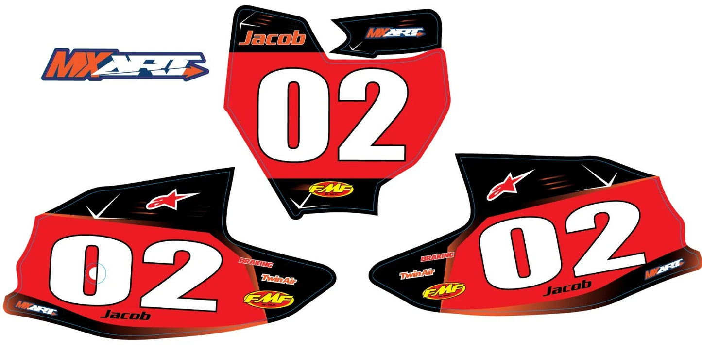 Barbed Style Custom Number Plate Stickers for KTM 50 (2016-2023)