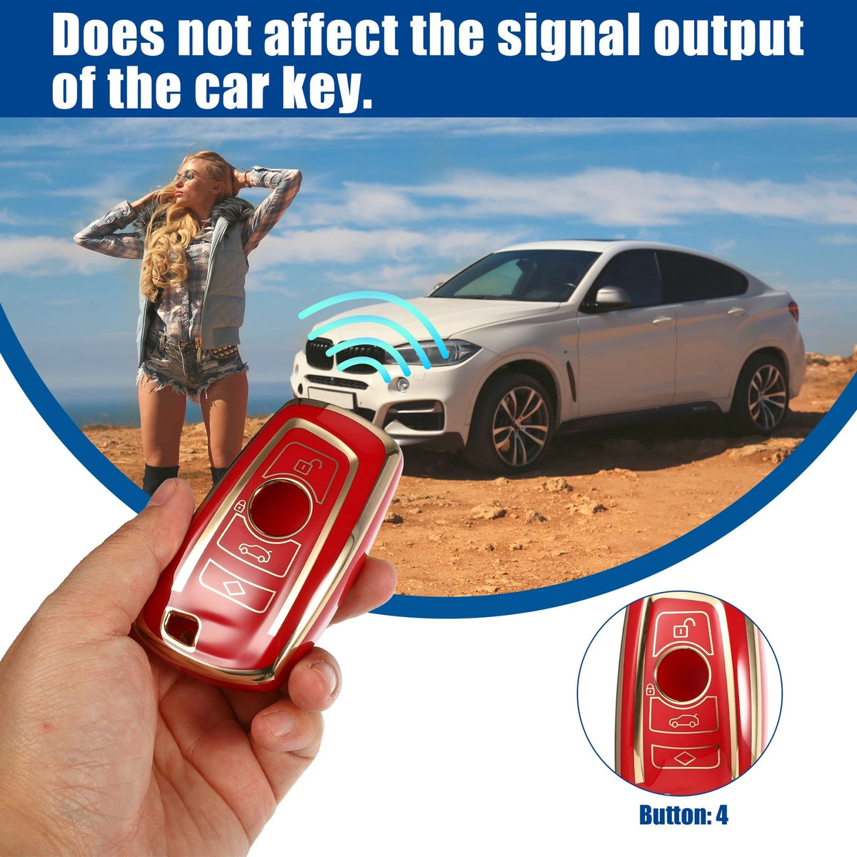 TPU 3 Button Keyless Entry Remote Fob Cover for BMW 1 Series (2012-2019)