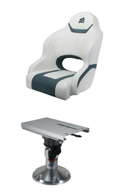 Boat Seat Relaxn Reef Series Sports Bucket Seat + Air Ride Pedestal Combo